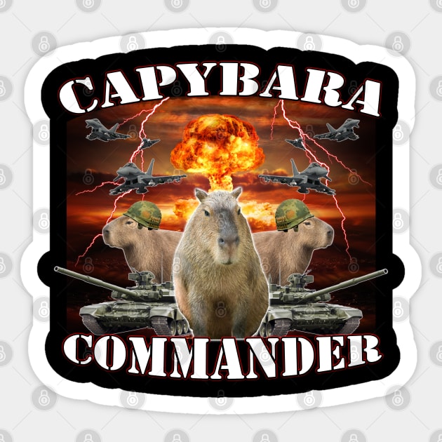 Capybara Commander Sticker by HardShirts